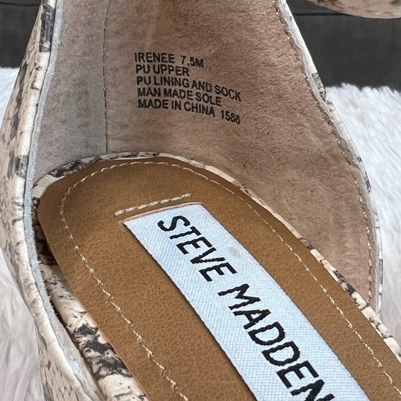 NWOT Steve Madden Irenee Ankle Strap Sandal Light Beige Snake 2" Heel Size 7.5 - Picture 7 of 9